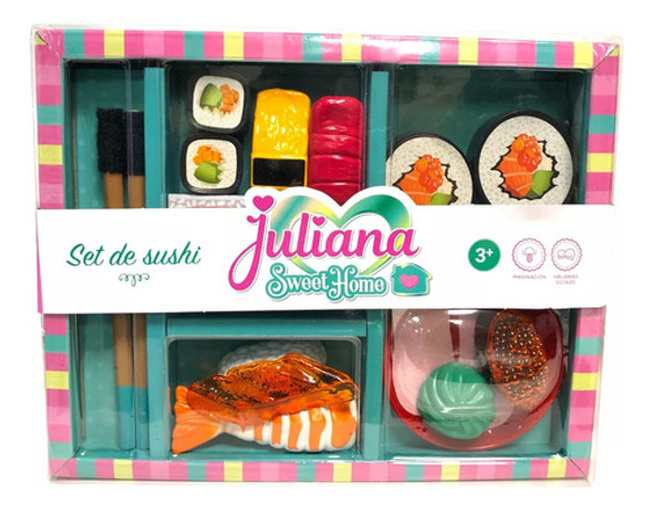 Juliana Set Sushi Con Velcro Comida Juguete Completa 19 Pzs 0