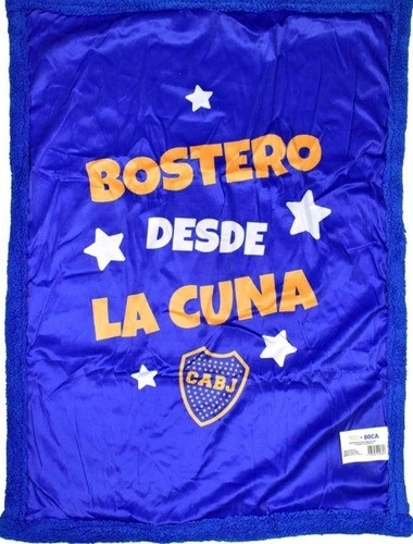 Frazada Cuna Doble Faz Boca Juniors C/corderito 70x100cm 1