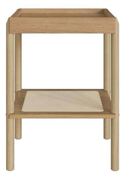 Mesa Lateral Quadrada Com Prateleira 43cm Palhinha Pé Eawt 1