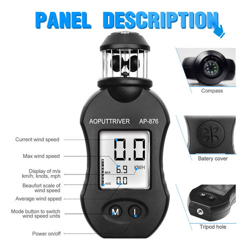 Anemmetro De Mano Ap-876 Anemmetro De Bolsillo, Medidor De V 1