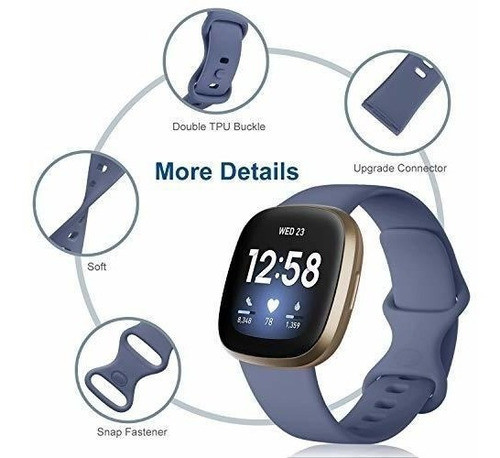 Malla Para Fitbit Versa 3 &sense X4  S Lavanda/verde/rojo/az 1