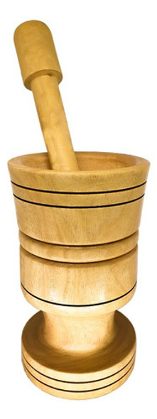 Pilão De Madeira Rústico Super Resistente Com Socador Paçoca 0