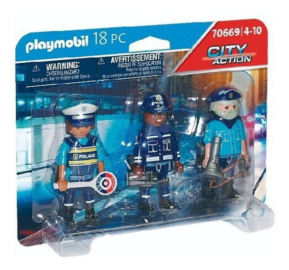 Playmobil Set De 3 Figuras De Policia 70669 Juguete Nene C 0