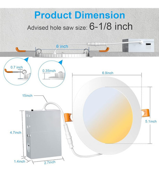 Miootly Led Iluminación Empotrada 6 Pulgadas 12pack Lámpara 1