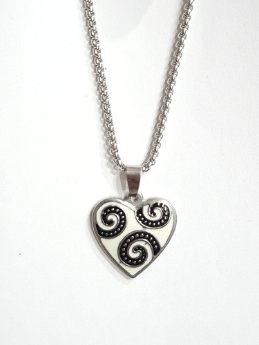 Collar Corazón Esmaltado En Acero Quirúrgico 316l 0
