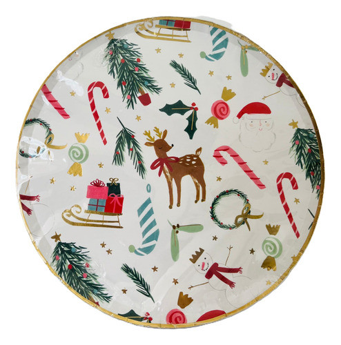 Plato Navideño Flat Dorado X 10 U. 0