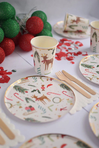 Plato Navideño Flat Dorado X 10 U. 1
