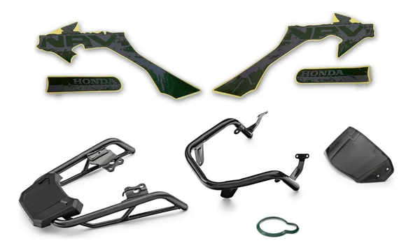 Original Honda Green Accessory Kit for Honda Navi — Windshield, Rear Rack, Headlight Guard & Decals (Green)