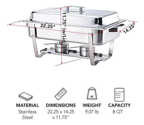 Alpha Living 70014-gray 4 Pack 8qt Chafing Dish Juego Comple 1