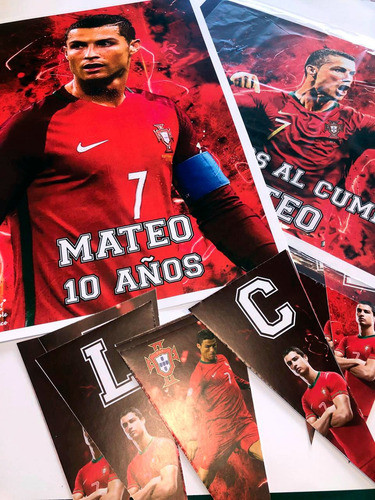 Banderín Cristiano Ronaldo Decoración Cumple Futbol Portugal 1