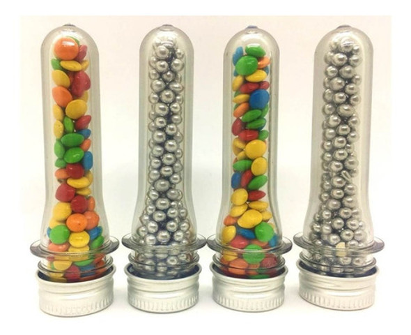 50 Tubos Golosineros 10cm Tapa Metálica Souvenir Cumpleaños 0