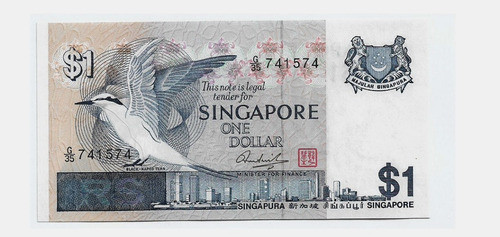 Fk Billete Singapur 1 Dolar 1976 P-9 Nuevo Diseño S Circular 0