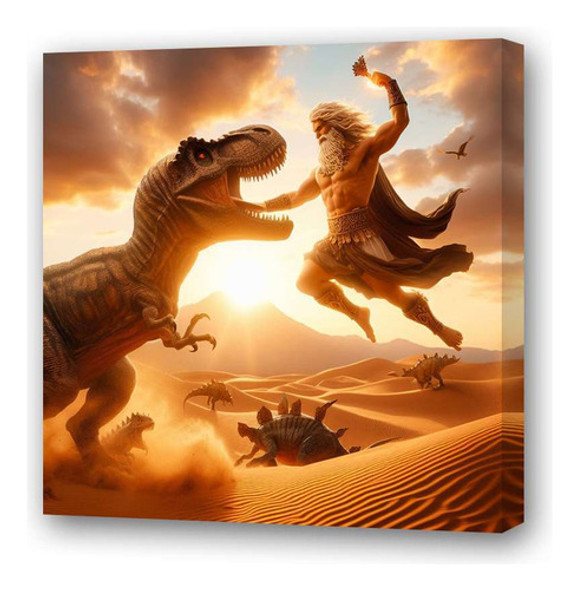 Cuadro 20x20cm Zeus Pelea Con Dinosaurio En El Desierto 0 Cuadro 20x20cm Zeus Pelea Con Dinosaurio En El Desierto 0