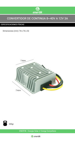 Convertidor De Corriente Continua 8-40v A 12v 3a Enertik 1