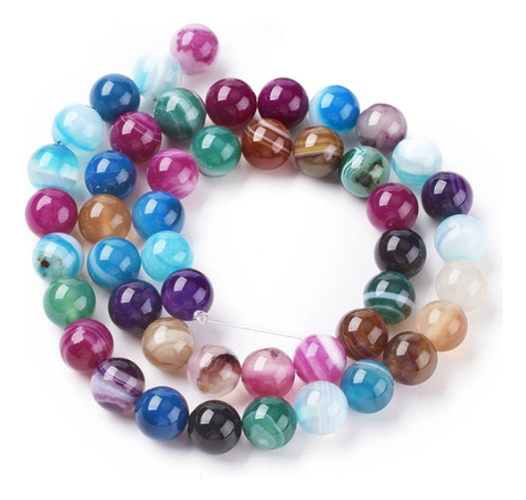 Tira De Piedra Natural Ágata Multicolor De 6 Mm 1 Tira De Piedra Natural Ágata Multicolor De 6 Mm 1