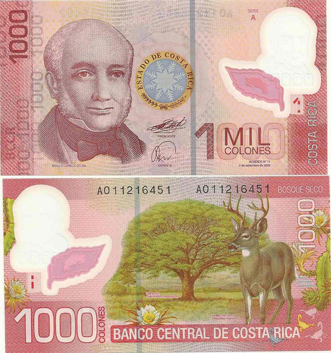 Billete Costa Rica 1000 Colones Plastico 2009 Sin Circular 0
