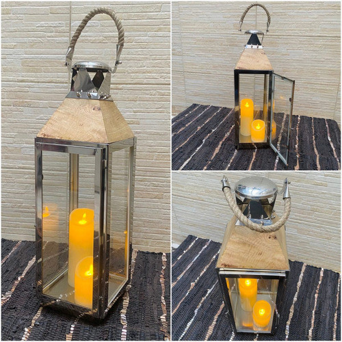Farol Importado Oriente 60 Cm Metal / Madera / Soga Natural 1