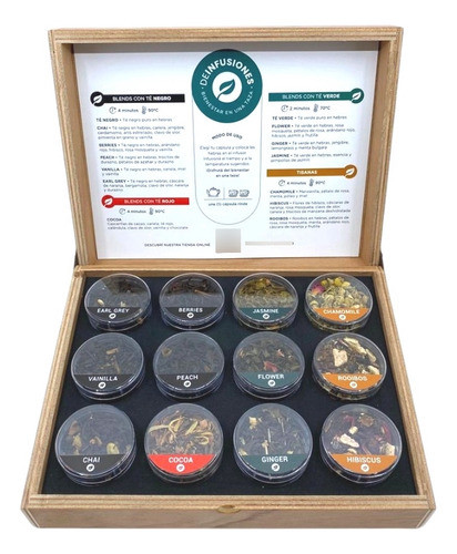 Caja De Té Madera 12 Blends Hebras Premium De Infusiones 0