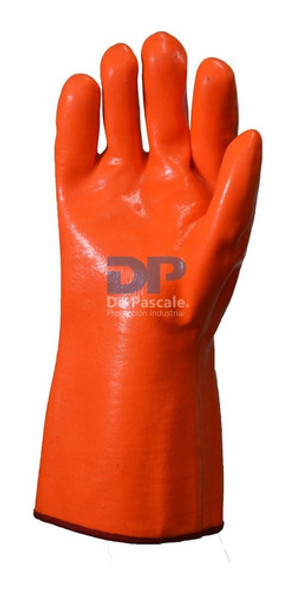 Guante Pvc Naranja Flúo, Bajas Temperaturas Largo 35 Cm 0