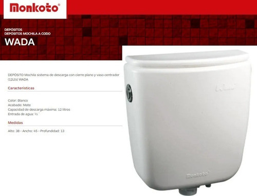 Mochila De Baño Plástica A Codo Marca Monkoto 12 Litros 1