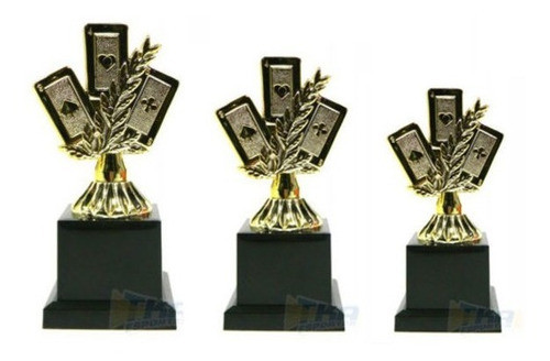 Kit Trofeu 3 Pcs 60002x Baralho 16 18 20 Cm Gravacao Gratis 0