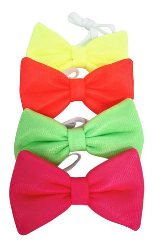 Pack X4 Moños Fluo, Brilla Con Luz Uv, Cotillon Fluo 0