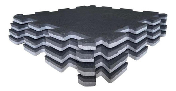 Kit 10 Tatames 1,00x1,00 20mm Bicolor Preto/cinza 1