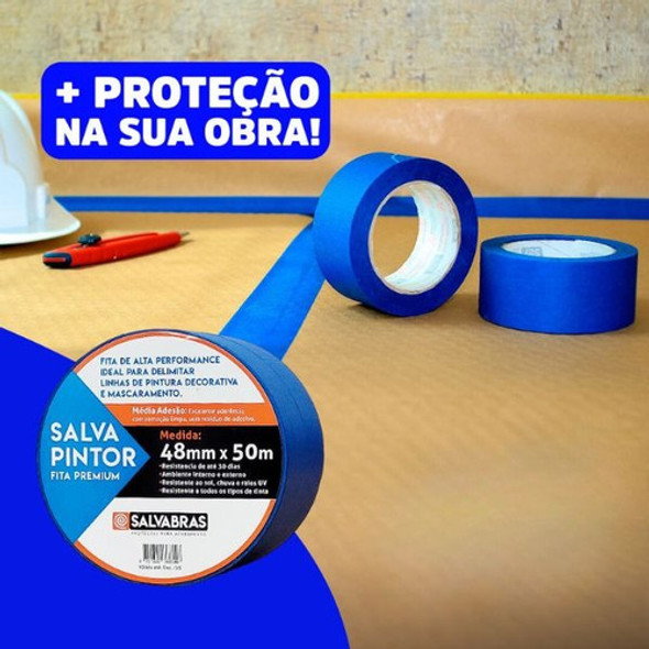 Kit 2 Rolos Fita Crepe 48mm X 50metros Azul 9003b Salvabras 1