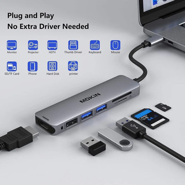 Hub Usb-c Mokin 6 Em 1 Hdmi 4k Para Macbook Pro 1