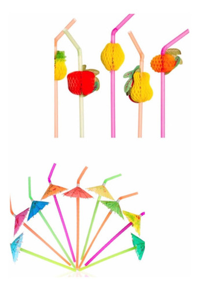 Kit 80 Itens Canudos Para Drinks Frutas E Guarda-chuvas 0 Kit 80 Itens Canudos Para Drinks Frutas E Guarda-chuvas 0