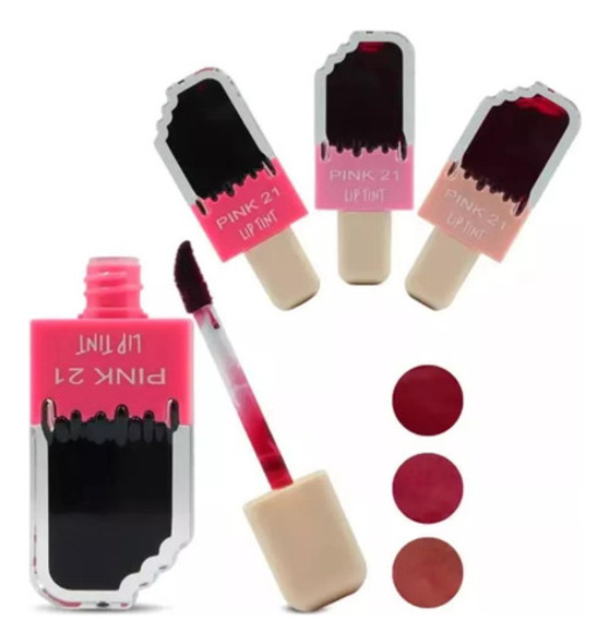 3 Lip Gloss Lip Tint Batom Fórmula Leve Hidratante Suave 0