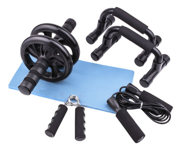Set Kit Rueda Abdominales Soga Salto Push Up Hand Grip Promo 0