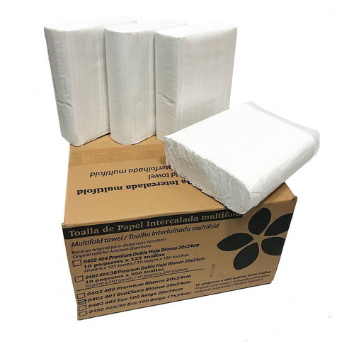 Toallas Papel Intercaladas Blanca 20x24 Liviana  X2500 U 0