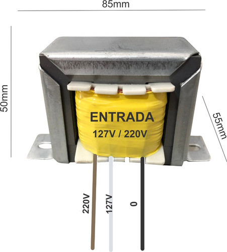 Transformador  Ent.127/220vac Saída 0+6,3v 2a /0+30vac 100ma 0