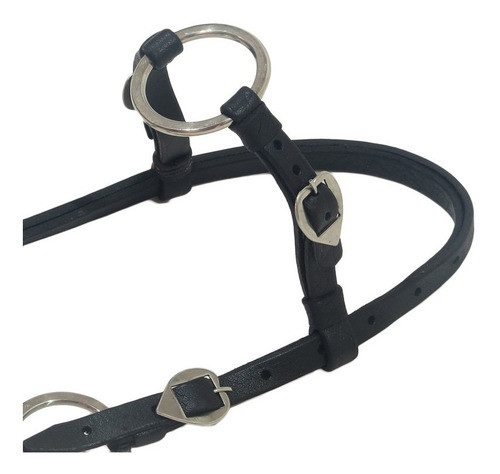 Cabeçada Fivela Coração Argola Lateral Preto Argolada Couro 1