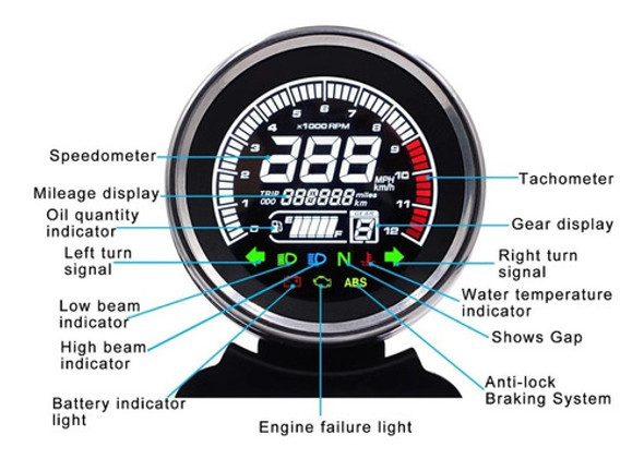 Tablero 100% Digital 12v Universal Motos Redondo 1
