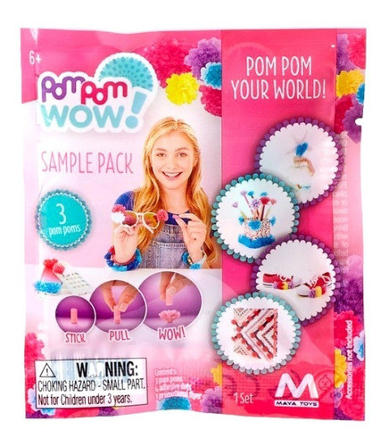 Pom Pom Wow Sobre Individual 3 Pompones 4 Adhesivos 1 Flyer 0