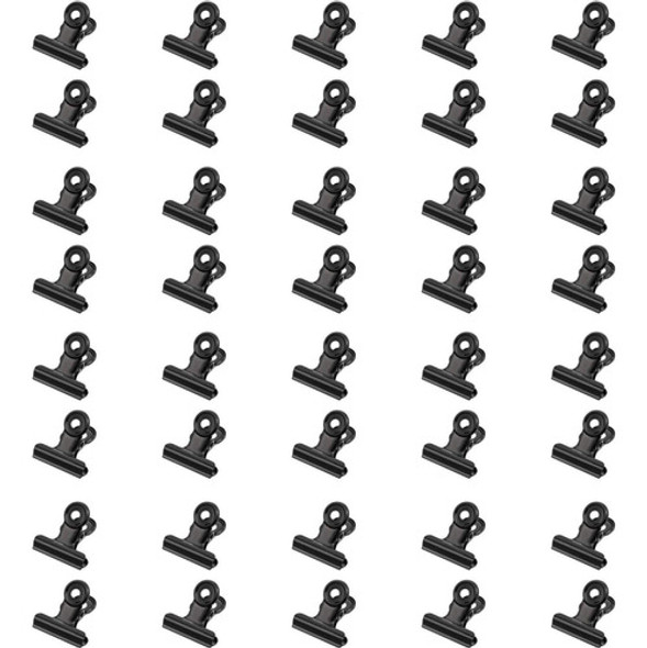 40 Clips Bulldog De Bisagra De Metal, 2.5 Cm, Negros 0