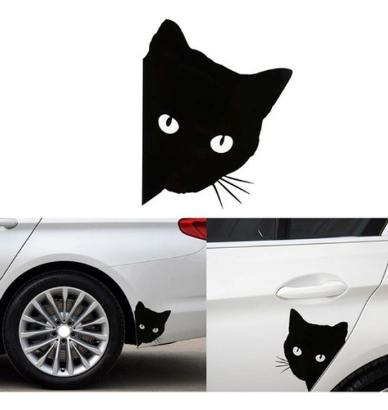 Calco Adhesivo Pegotin Sticker Gato Negro Y Blanco Auto-otro 0