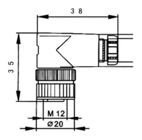 Cabo Sensor Conector M12 90º Femea 3 Pinos 3 Fios 10 Metros 1