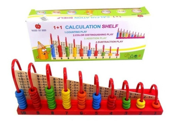Abaco De Madera Infantil Escolar 10 Hileras Juego Suma Trazo 0 Abaco De Madera Infantil Escolar 10 Hileras Juego Suma Trazo 0