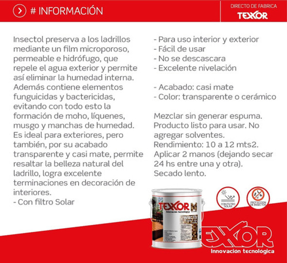 Protector Ladrillos Impermeabilizante Insectol 4 Lts Texxor 1
