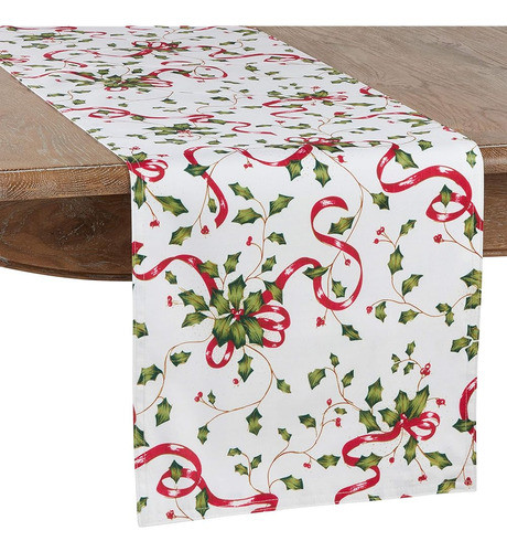 Saro Lifestyle Holiday Collection Holly And Ribbon Design C 0