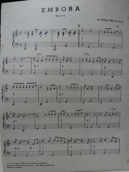 Partitura Piano Embora  Felipe Dias Da Silva  Bolero 1 Partitura Piano Embora  Felipe Dias Da Silva  Bolero 1