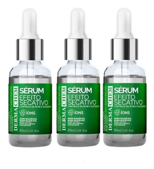 Kit 3 Sérum Efeito Secativo P/ Acne Dermachem 30ml 0 Kit 3 Sérum Efeito Secativo P/ Acne Dermachem 30ml 0