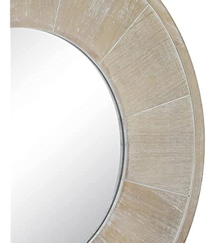 Stonebriar Espejo Circular De Madera De Lavado Blanco De 27. 1