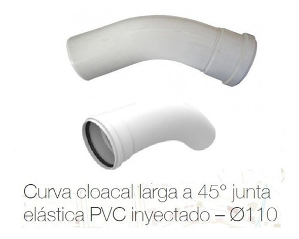 Curva Larga A 45° Pvc 110 Junta Elastica 0
