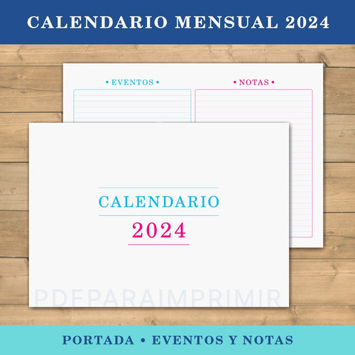 Planificador 2024 - Organizador Mensual - Pdf Imprimible A4 1