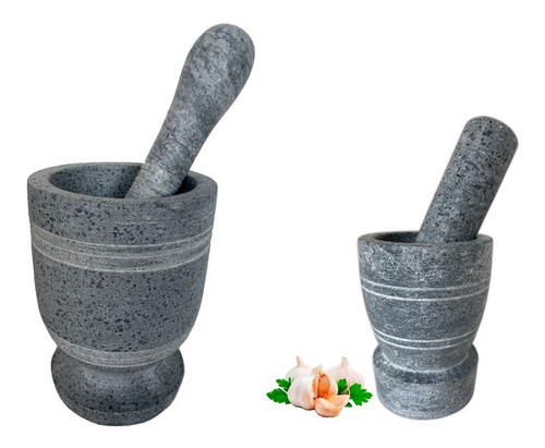 Kit 2 Pilões De Pedra Sabão Tradicionais Grande E Medio 0