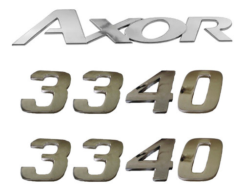 Jogo Emblema Adesivo Cromado Caminhão Mb 3340 Axor 0
